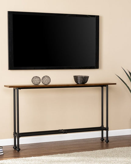 56" Espresso and Black Console Table