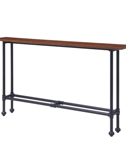 56" Espresso and Black Console Table