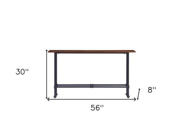 56" Espresso and Black Console Table