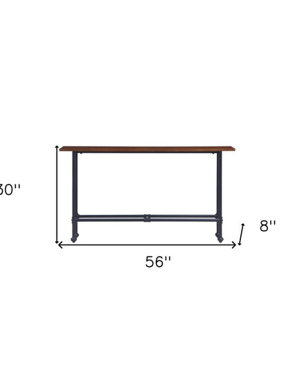 56" Espresso and Black Console Table