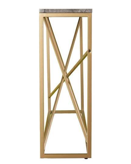52" Gray and Gold Faux Marble Frame Console Table