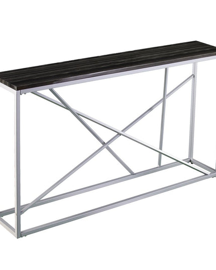 52" Black and Silver Faux Stone Frame Console Table