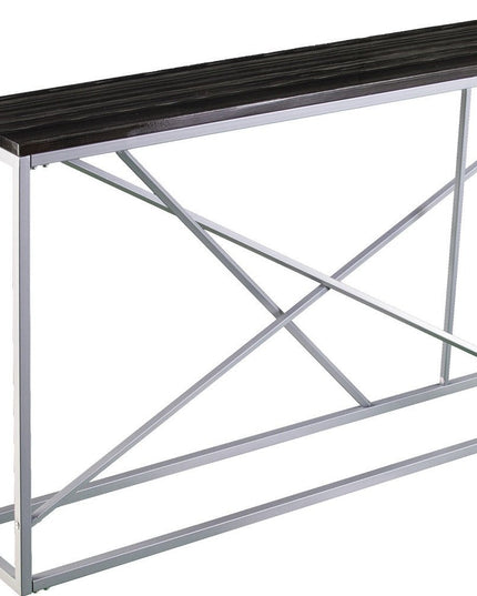 52" Black and Silver Faux Stone Frame Console Table