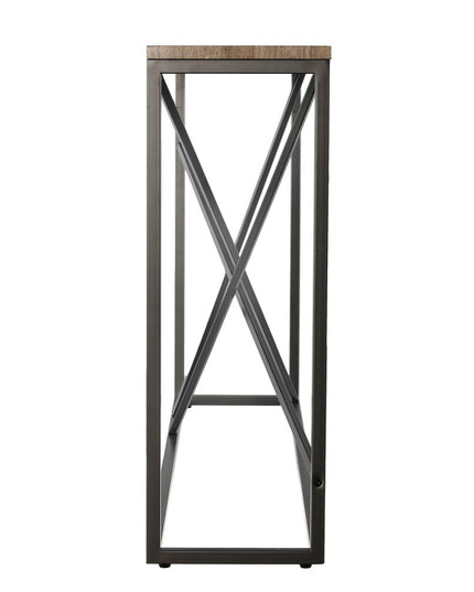 52" Taupe and Gray Faux Stone Frame Console Table