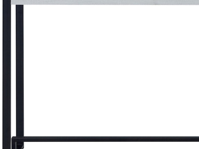 54" White and Black Distressed Sled Console Table