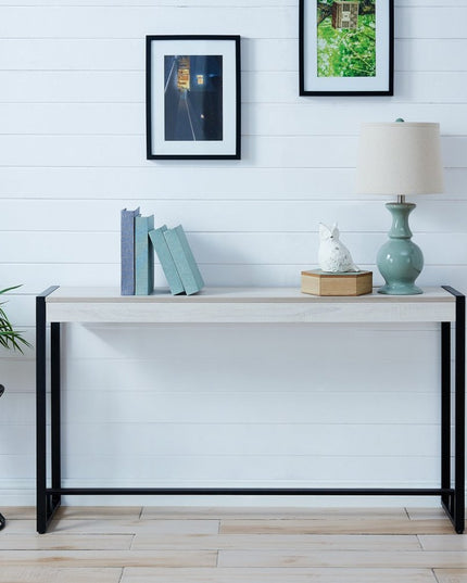 54" White and Black Distressed Sled Console Table