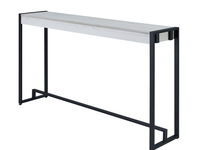 54" White and Black Distressed Sled Console Table