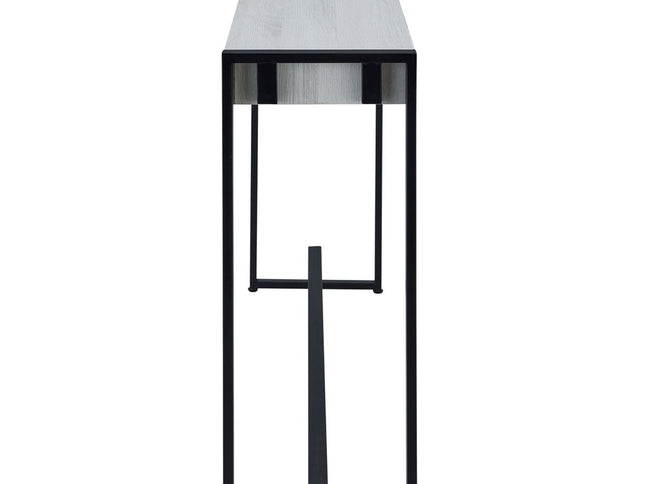 54" White and Black Distressed Sled Console Table