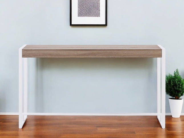 54" Gray Brown and White Sled Console Table