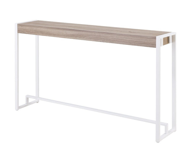 54" Gray Brown and White Sled Console Table