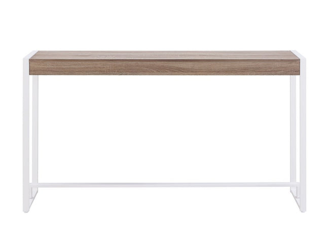 54" Gray Brown and White Sled Console Table