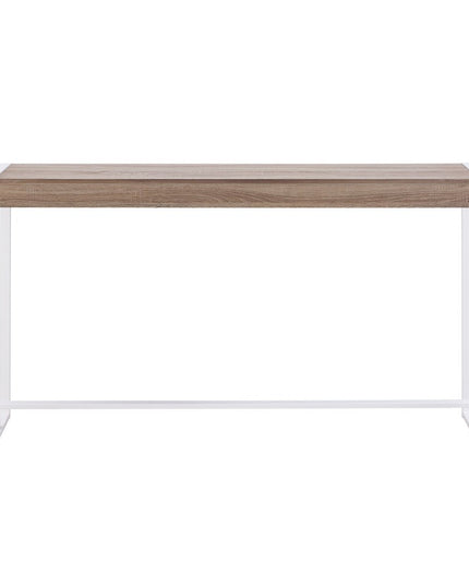 54" Gray Brown and White Sled Console Table