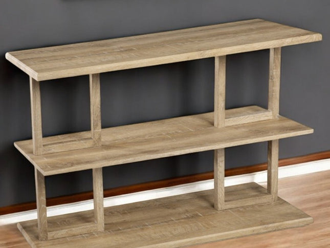 42" Natural Floor Shelf Console Table With Shelves