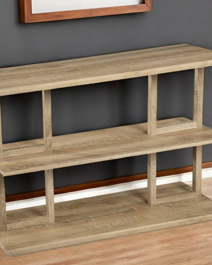 42" Natural Floor Shelf Console Table With Shelves