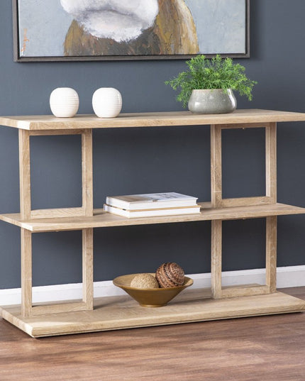 42" Natural Floor Shelf Console Table With Shelves