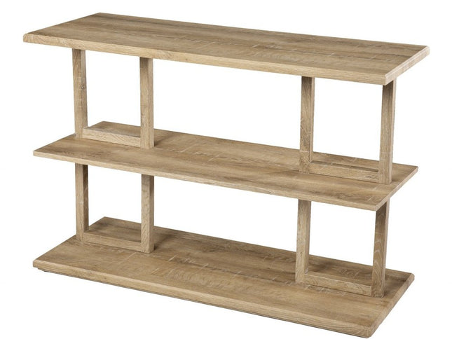 42" Natural Floor Shelf Console Table With Shelves
