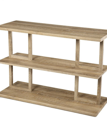 42" Natural Floor Shelf Console Table With Shelves