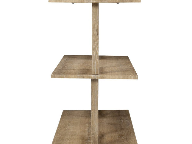 42" Natural Floor Shelf Console Table With Shelves
