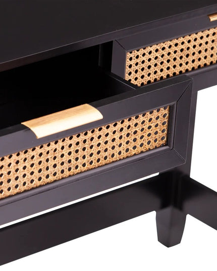 48" Black Console Table And Drawers