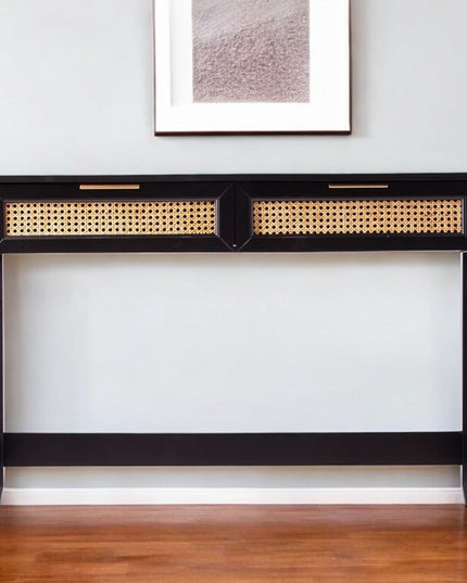 48" Black Console Table And Drawers