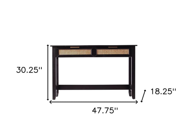 48" Black Console Table And Drawers