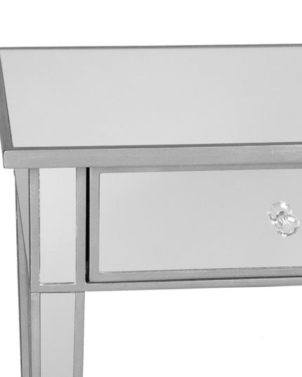 40" Silver Mirrored Glass Console Table And Drawers