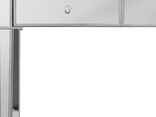 40" Silver Mirrored Glass Console Table And Drawers