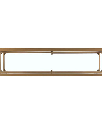 49" Clear and Gold Glass Floor Shelf Console Table With Storage