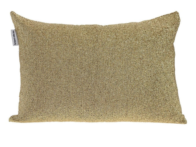 Shimmering Metallic Gold Beaded Luxury Throw Pillow