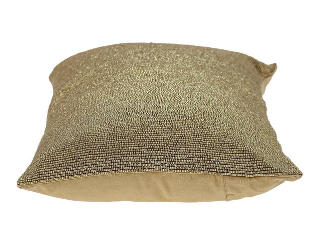 Shimmering Metallic Gold Beaded Luxury Throw Pillow