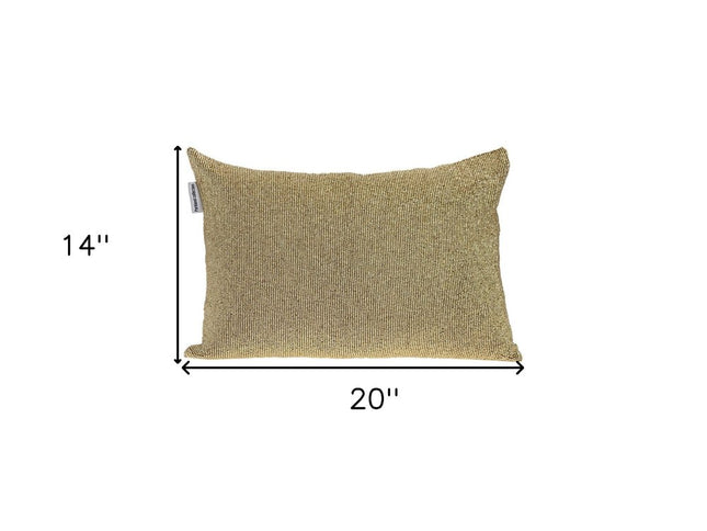 Shimmering Metallic Gold Beaded Luxury Throw Pillow