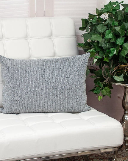Shimmering Silver Beaded Luxury Throw Pillow