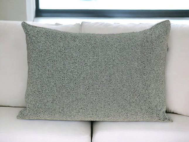 Shimmering Silver Beaded Luxury Throw Pillow