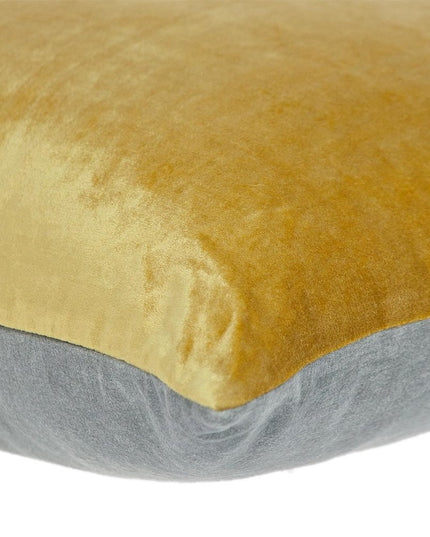 Yellow and Gray Dual Solid Color Reversible Throw Pillow
