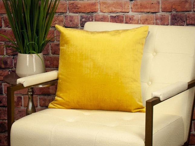 Yellow and Gray Dual Solid Color Reversible Throw Pillow