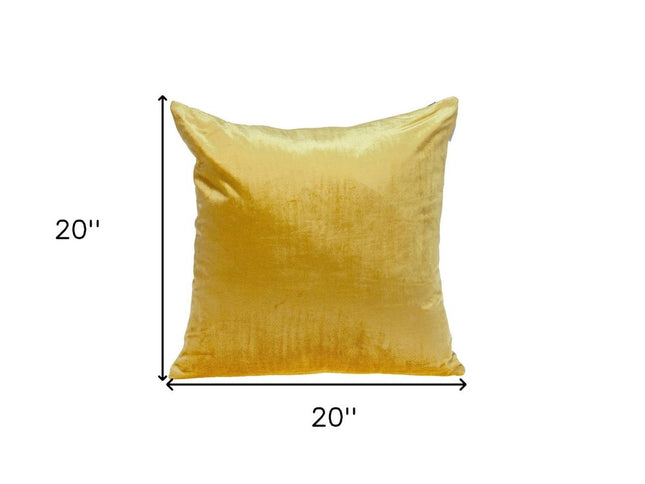 Yellow and Gray Dual Solid Color Reversible Throw Pillow