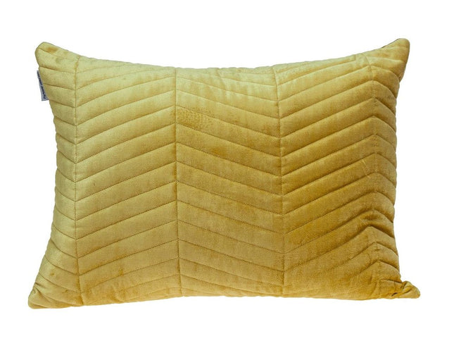 Yellow Quilted Velvet Zig Zag Decorative Lumbar Pillow