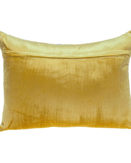 Yellow Quilted Velvet Zig Zag Decorative Lumbar Pillow