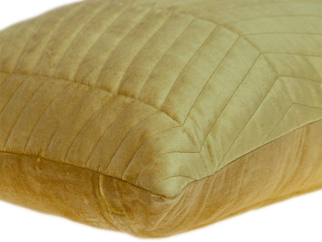 Yellow Quilted Velvet Zig Zag Decorative Lumbar Pillow