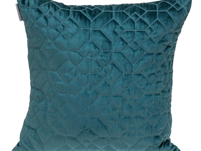 Teal Quilted Velvet Geo Decorative Throw Pillow