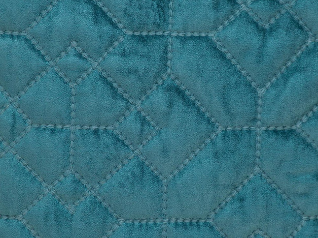 Teal Quilted Velvet Geo Decorative Throw Pillow