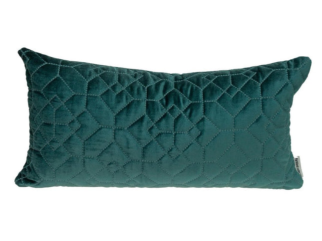 Teal Quilted Velvet Geo Lumbar Decorative Pillow