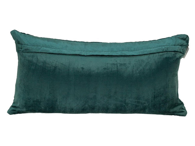 Teal Quilted Velvet Geo Lumbar Decorative Pillow