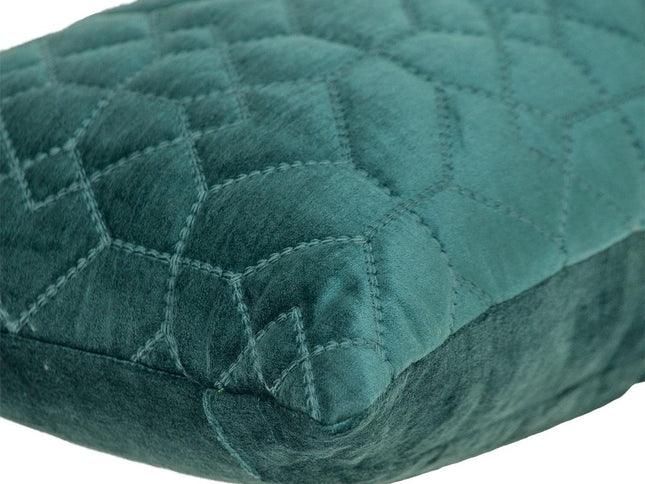 Teal Quilted Velvet Geo Lumbar Decorative Pillow