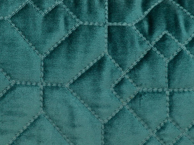 Teal Quilted Velvet Geo Lumbar Decorative Pillow