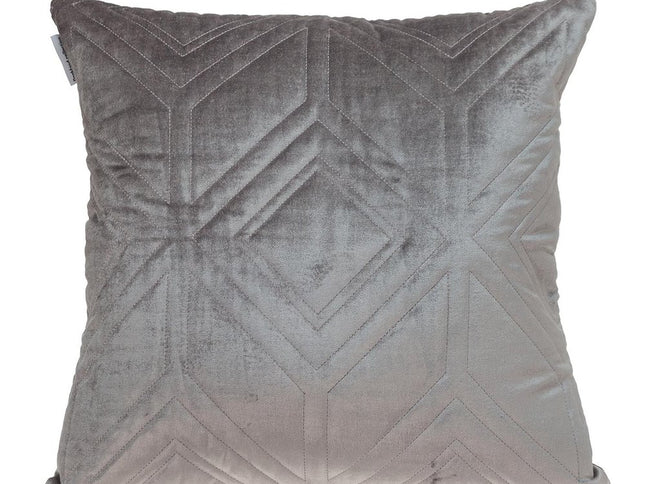 Taupe Quilted Diamonds Velvet Solid Color Throw Pillow