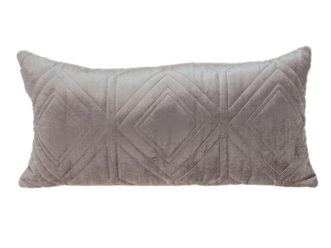 Taupe Quilted Diamonds Velvet Solid Color Lumbar Pillow
