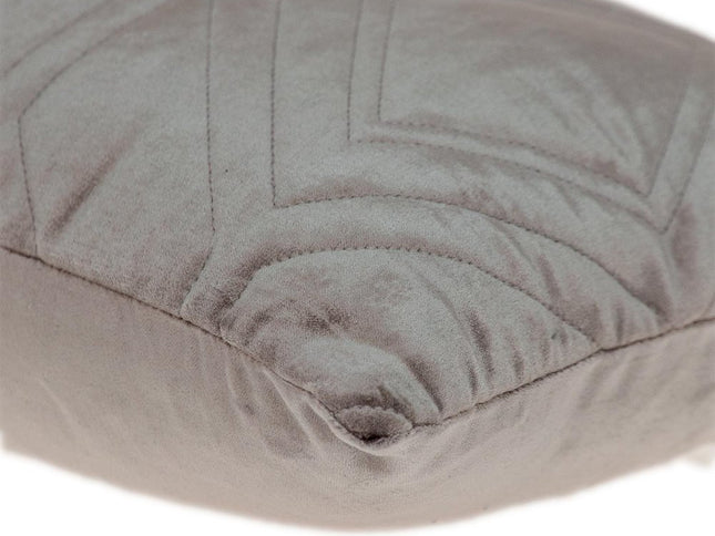 Taupe Quilted Diamonds Velvet Solid Color Lumbar Pillow