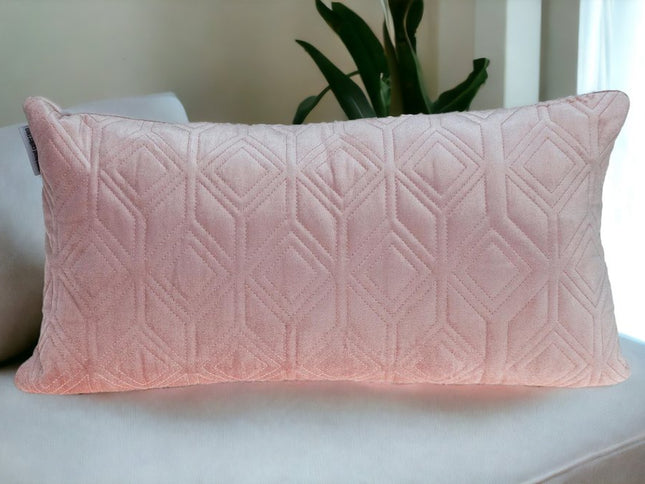 Tufted Diamonds Rose Gold Velvet Lumbar Accent Pillow