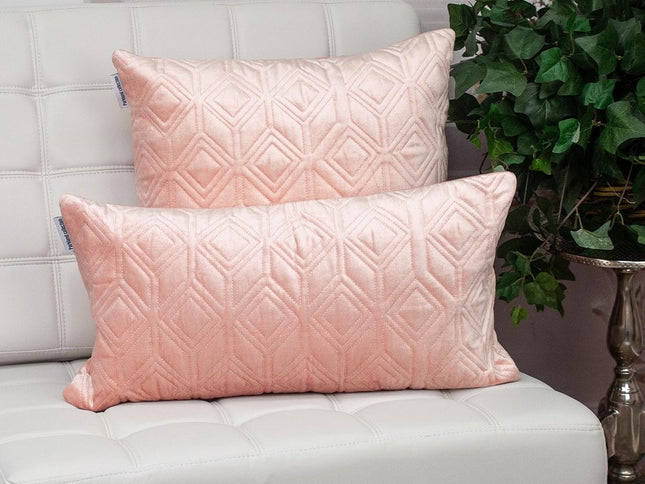 Tufted Diamonds Rose Gold Velvet Lumbar Accent Pillow